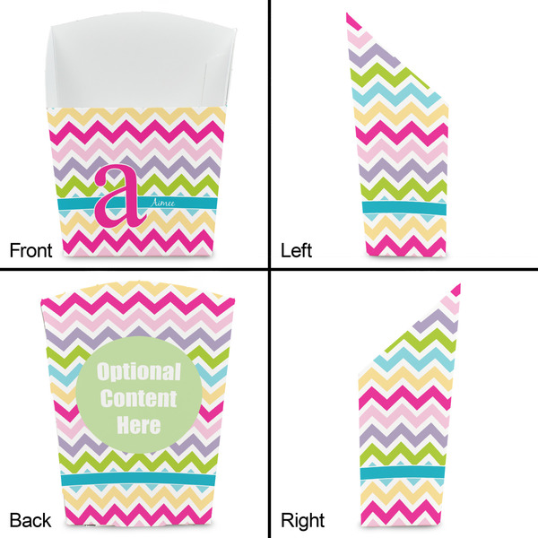 Colorful Chevron French Fry Favor Box - Front & Back View