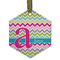 Colorful Chevron Flat Glass Ornament - Hexagon w/ Name and Initial