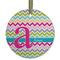 Colorful Chevron Frosted Glass Ornament - Round