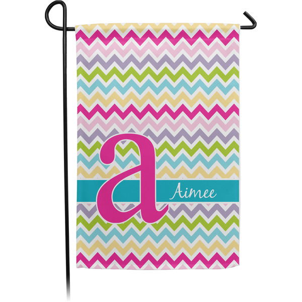 Custom Colorful Chevron Small Garden Flag - Single Sided w/ Name and Initial