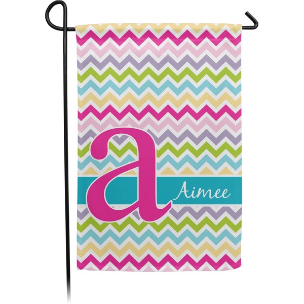 Custom Colorful Chevron Small Garden Flag - Double Sided w/ Name and Initial