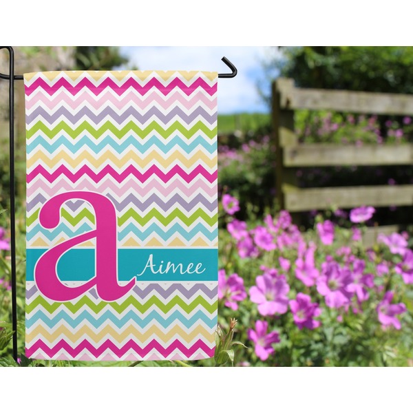 Colorful Chevron Garden Flag - Outside In Flowers