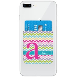 Colorful Chevron Genuine Leather Adhesive Phone Wallet (Personalized)