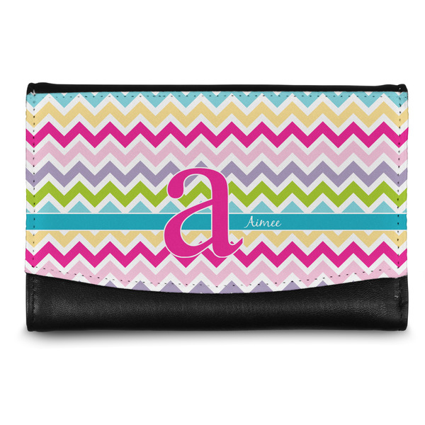 Custom Colorful Chevron Genuine Leather Women's Wallet - Small (Personalized)