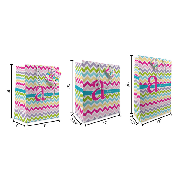 Colorful Chevron Gift Bags - All Sizes - Dimensions