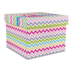 Colorful Chevron Gift Box with Lid - Canvas Wrapped - Large (Personalized)