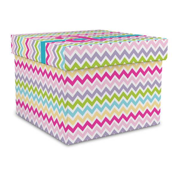 Custom Colorful Chevron Gift Box with Lid - Canvas Wrapped - Large (Personalized)