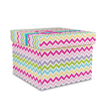 Colorful Chevron Gift Box with Lid - Canvas Wrapped - Medium (Personalized)