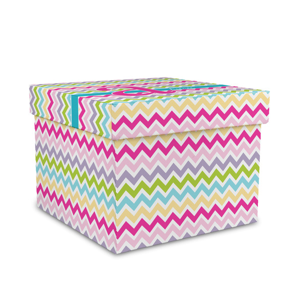 Custom Colorful Chevron Gift Box with Lid - Canvas Wrapped - Medium (Personalized)