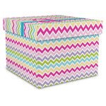 Colorful Chevron Gift Box with Lid - Canvas Wrapped - X-Large (Personalized)