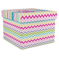 Colorful Chevron Gift Box with Lid - Canvas Wrapped - X-Large (Personalized)