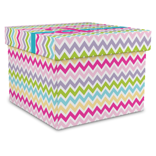 Custom Colorful Chevron Gift Box with Lid - Canvas Wrapped - XX-Large (Personalized)
