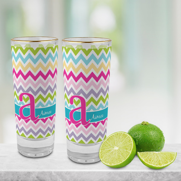 Colorful Chevron Glass Shot Glass - 2 oz - LIFESTYLE
