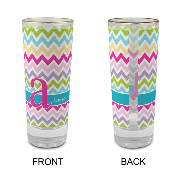 Colorful Chevron Glass Shot Glass - 2 oz - Single - APPROVAL