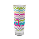 Colorful Chevron 2 oz Shot Glass -  Glass with Gold Rim - Set of 4 (Personalized)