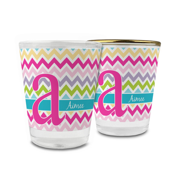 Custom Colorful Chevron Glass Shot Glass - 1.5 oz (Personalized)