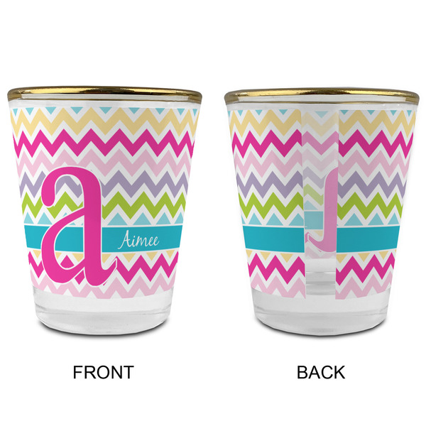 Colorful Chevron Glass Shot Glass - with gold rim - APPROVAL