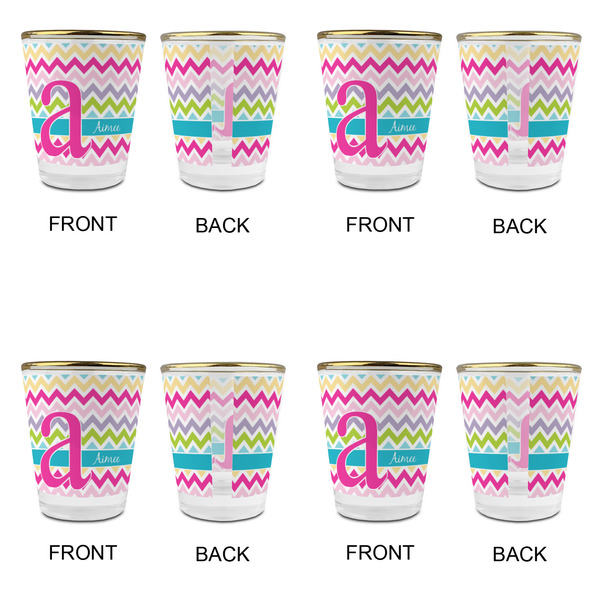 Colorful Chevron Glass Shot Glass - with gold rim - Set of 4 - APPROVAL