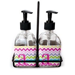 Colorful Chevron Glass Soap & Lotion Bottle Set (Personalized)