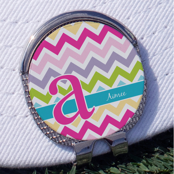 Custom Colorful Chevron Golf Ball Marker - Hat Clip