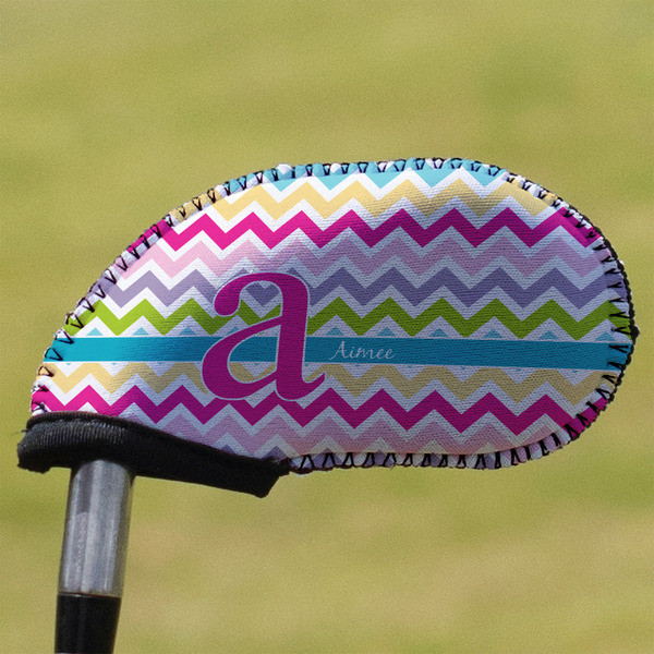 Custom Colorful Chevron Golf Club Iron Cover (Personalized)