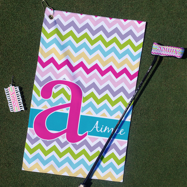 Custom Colorful Chevron Golf Towel Gift Set (Personalized)