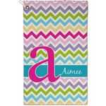 Colorful Chevron Golf Towel - Poly-Cotton Blend - Small w/ Name and Initial