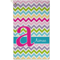 Colorful Chevron Golf Towel - Poly-Cotton Blend - Small w/ Name and Initial
