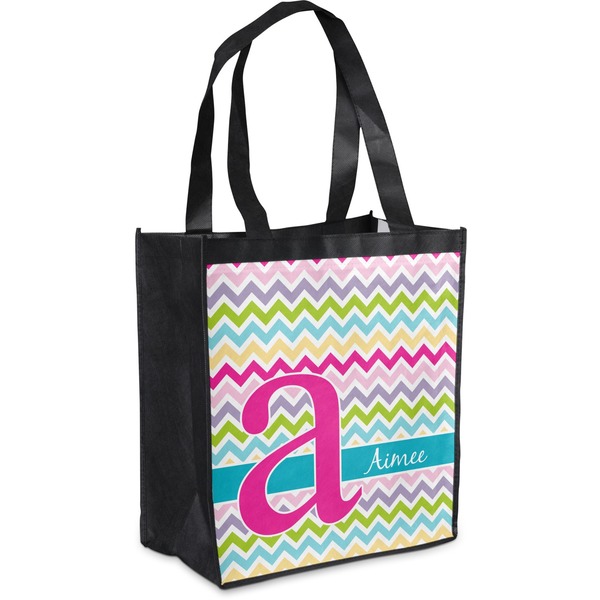 Custom Colorful Chevron Grocery Bag (Personalized)