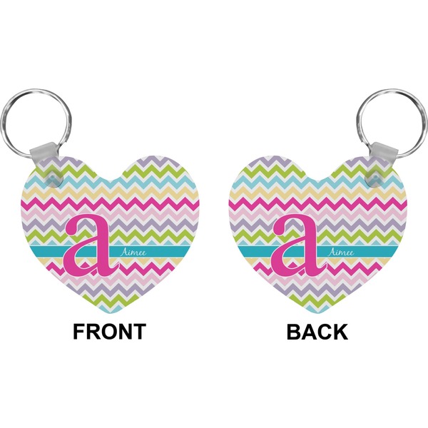 Colorful Chevron Heart Keychain (Front + Back)