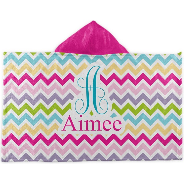 Custom Colorful Chevron Kids Hooded Towel (Personalized)
