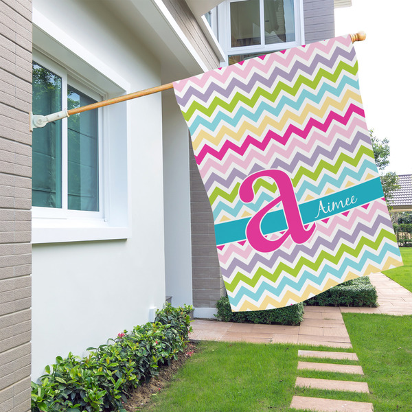 Colorful Chevron House Flags - Double Sided - LIFESTYLE