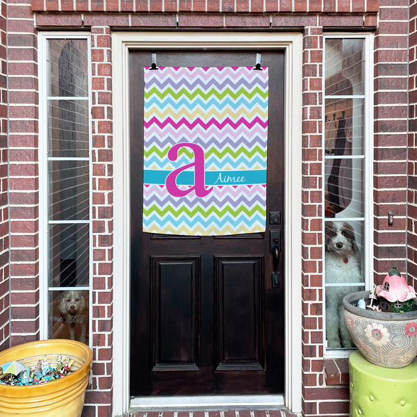 Colorful Chevron House Flags - Double Sided - (Over the door) LIFESTYLE