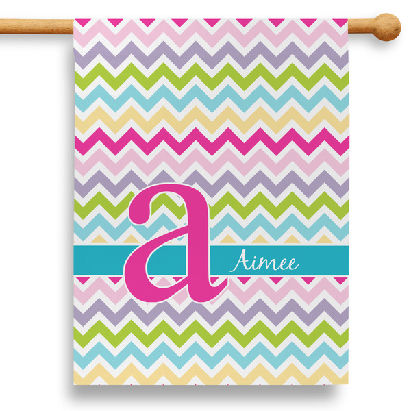 Custom Colorful Chevron 28" House Flag - Double Sided (Personalized)
