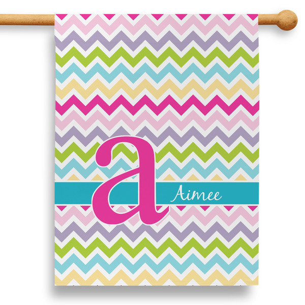 Custom Colorful Chevron 28" House Flag (Personalized)