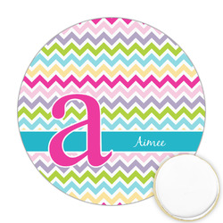 Colorful Chevron Printed Cookie Topper - Round (Personalized)