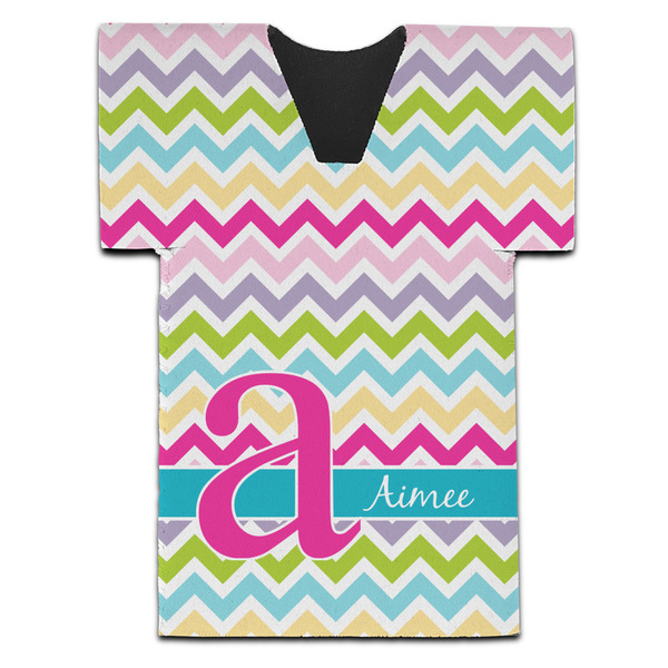 Custom Colorful Chevron Jersey Bottle Cooler (Personalized)