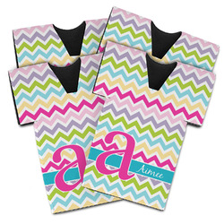 Colorful Chevron Jersey Bottle Cooler - Set of 4 (Personalized)