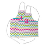 Colorful Chevron Kid's Apron w/ Name and Initial