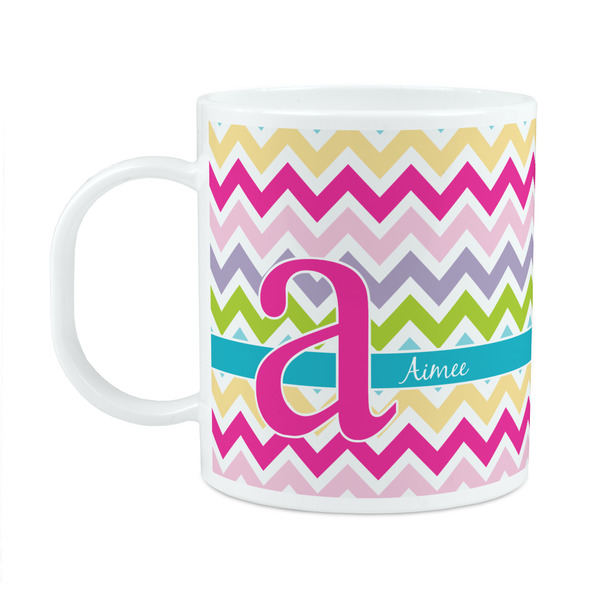 Custom Colorful Chevron Plastic Kids Mug (Personalized)