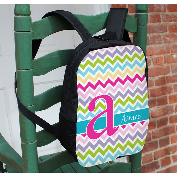 Colorful Chevron Kids Backpack - In Context