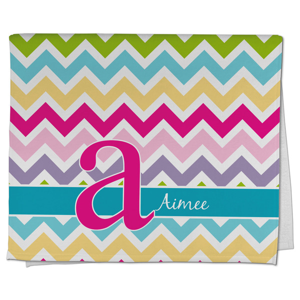 Custom Colorful Chevron Kitchen Towel - Poly Cotton w/ Name and Initial