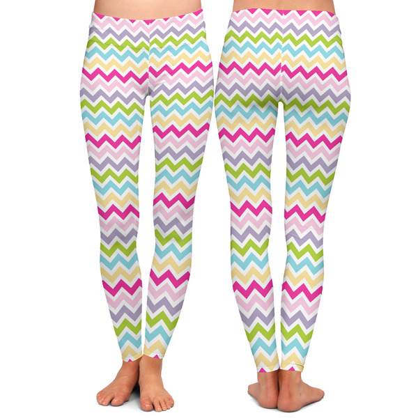 Colorful Chevron Ladies Leggings - Front and Back