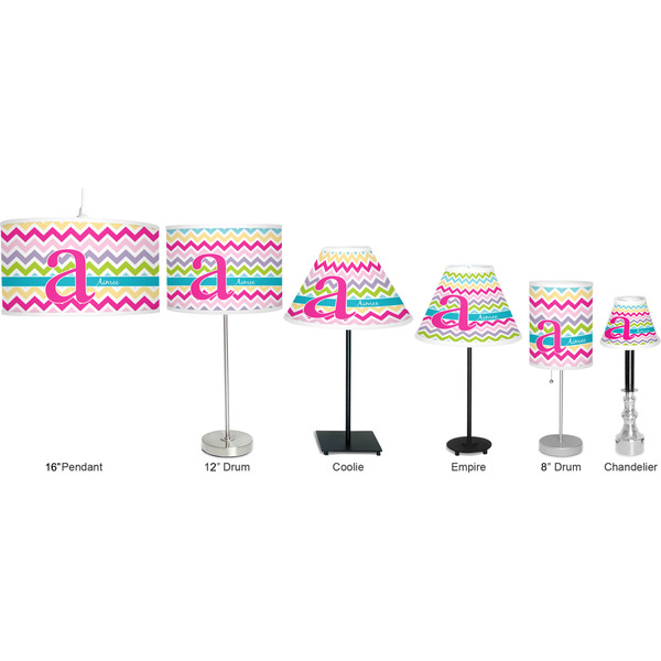 Colorful Chevron Lamp Full View Size Comparison