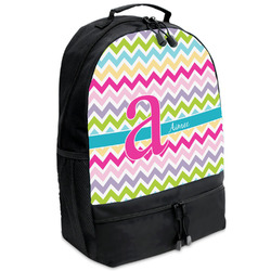 Colorful Chevron Backpacks - Black (Personalized)