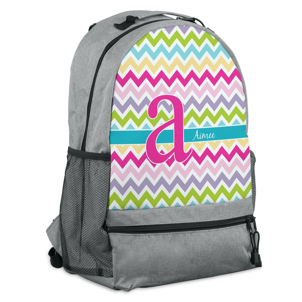 Custom Colorful Chevron Backpack - Grey (Personalized)