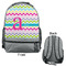 Colorful Chevron Large Backpack - Gray - Front & Back View
