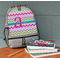 Colorful Chevron Large Backpack - Gray - On Desk
