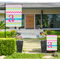 Colorful Chevron Large Garden Flag - Single Sided (Personalized)