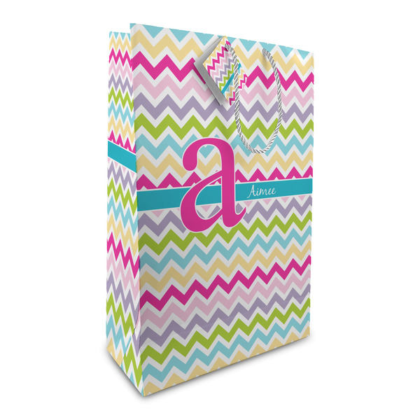 Custom Colorful Chevron Large Gift Bag (Personalized)